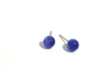 Sapphire Blue Moonglow Dotties - lucite post stud earrings