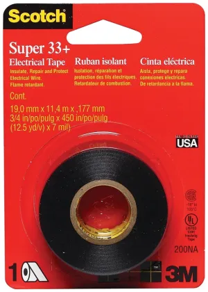 Scotch 200 Electrical Tape, 450 in L, 3/4 in W, PVC Backing, Black :EA: QUANTITY: 1