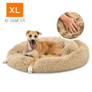 Self-Warming Shag Fur Calming Pet Bed w/ Water-Resistant Lining