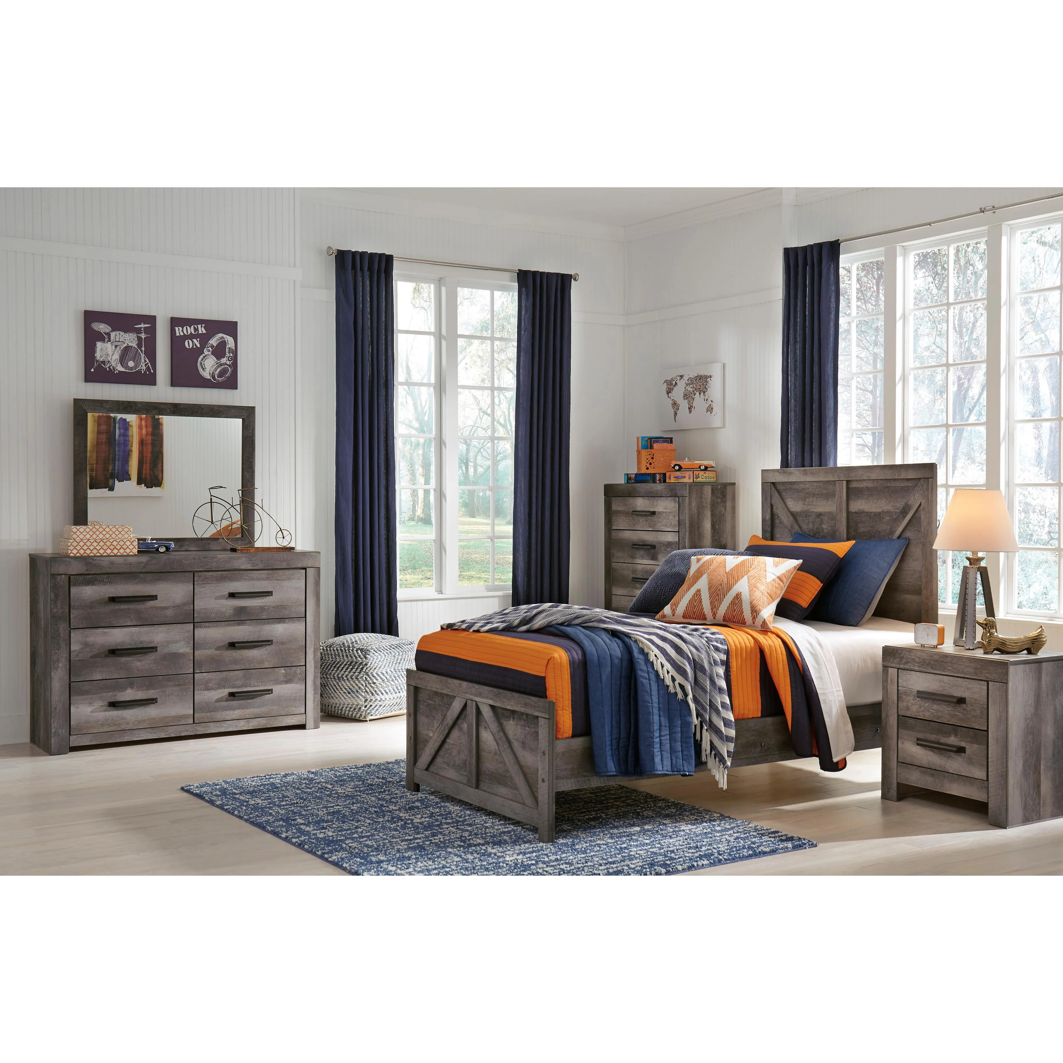 Signature Design by Ashley Wynnlow B440B16 Twin Crossbuck Panel Bed