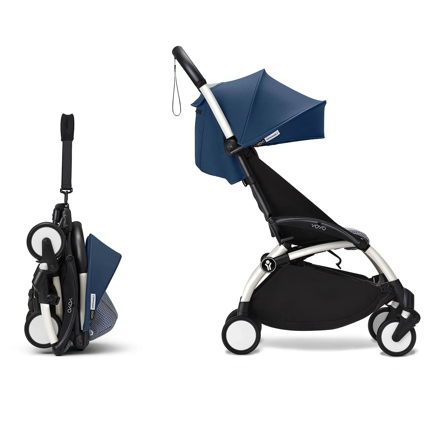 Stokke YOYO³ 6  Baby Stroller Set - White Frame with Air France Blue 6  Color Pack