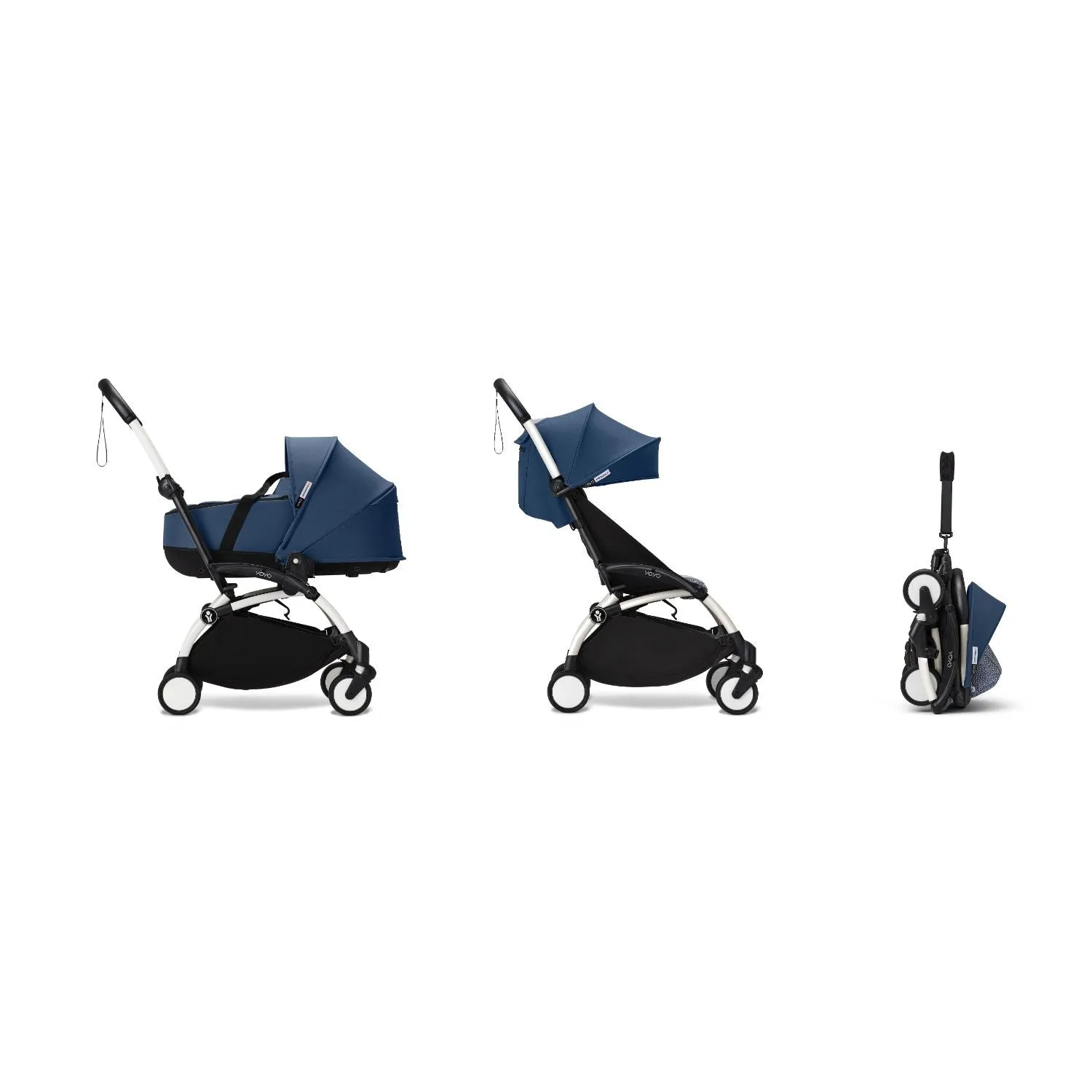 Stokke YOYO³ Newborn Shell 6  Complete Baby Stroller Set - White Frame with Black Newborn Shell & 6  Color Pack (Pre-Order; Est. Delivery in 4-6 Weeks)