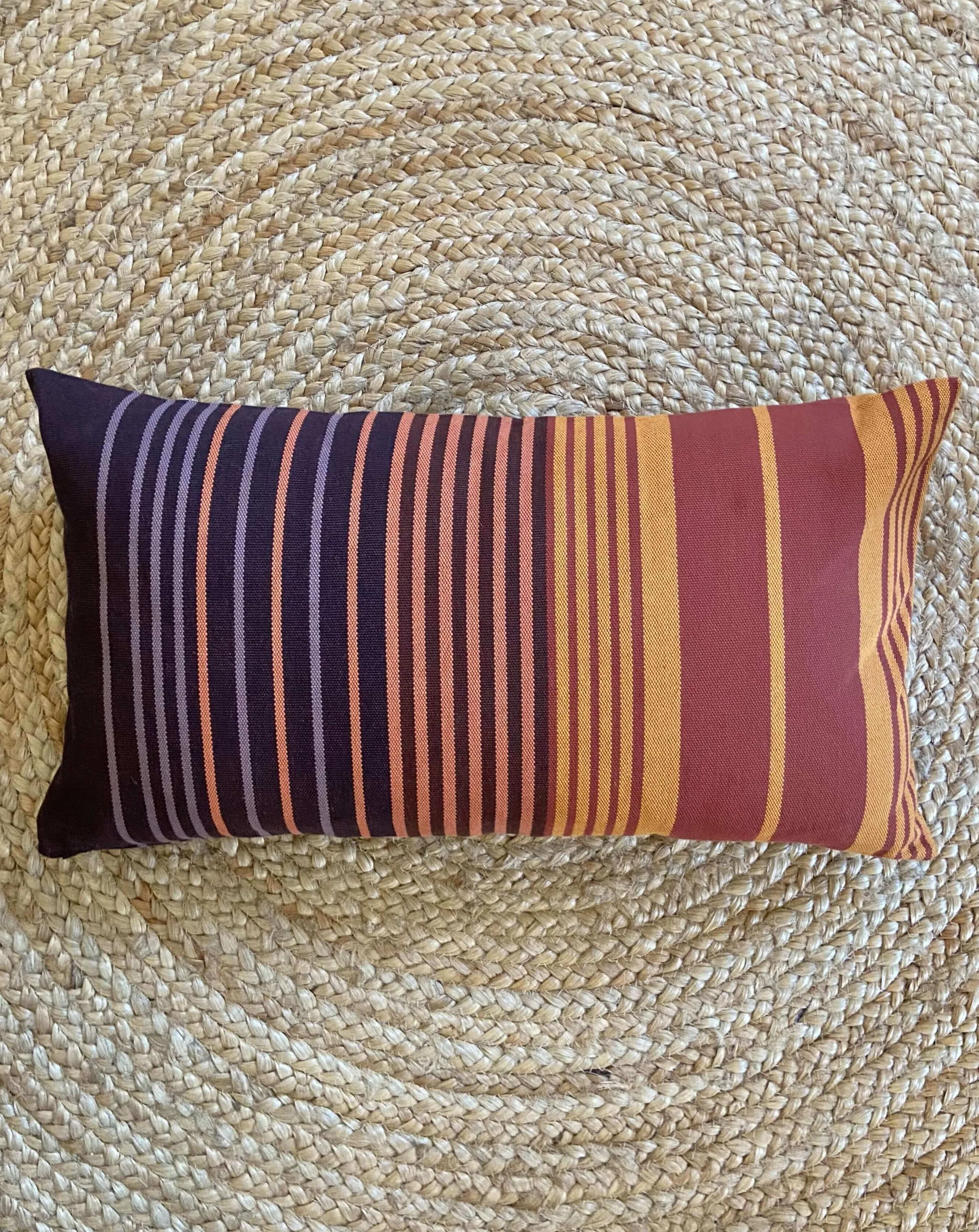 Striped Orange and Brown Pillow Cover | SUNSET