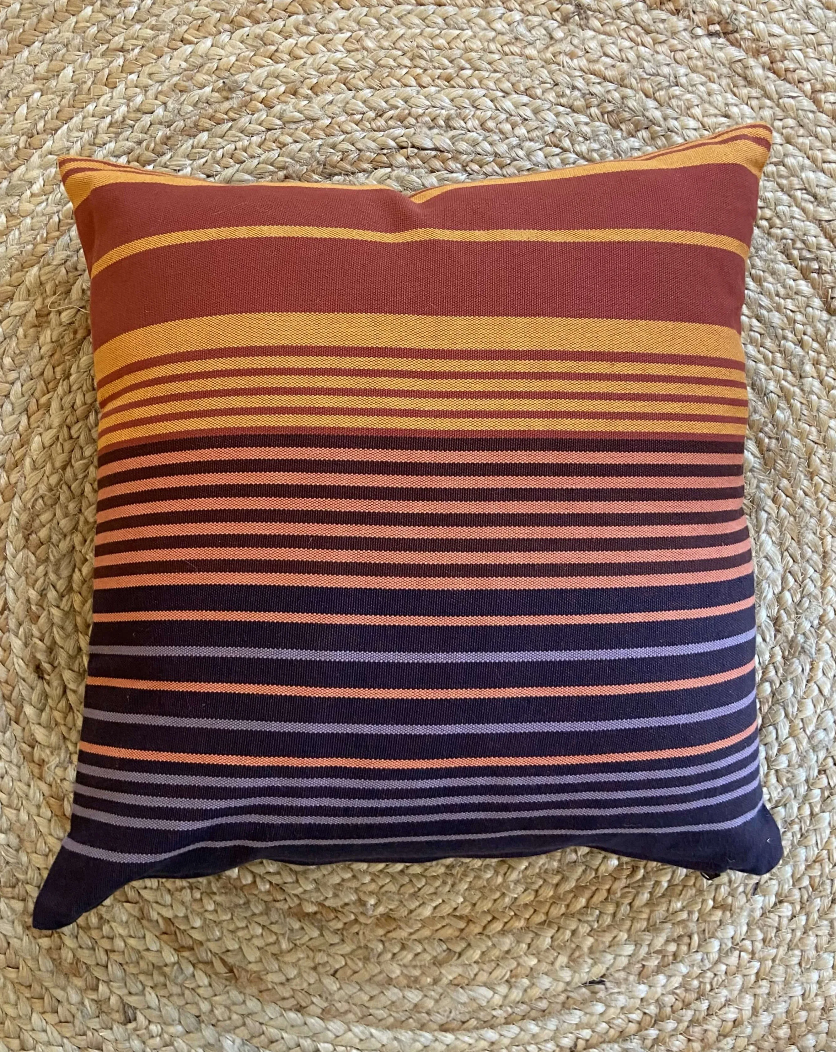 Striped Orange and Brown Pillow Cover | SUNSET