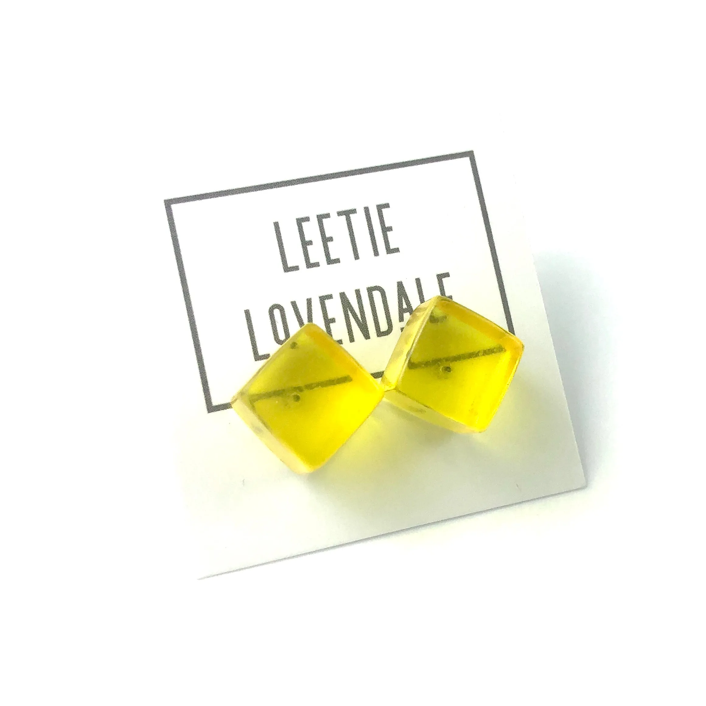 Sunshine Yellow Transparent Jumbo Cube Stud Earrings