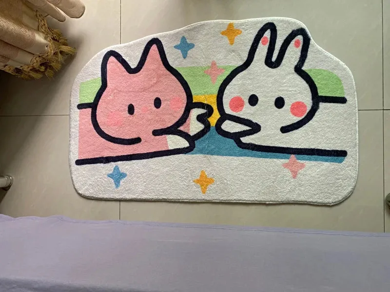 Sweet Bunny Friends Fluffy Floor Mat