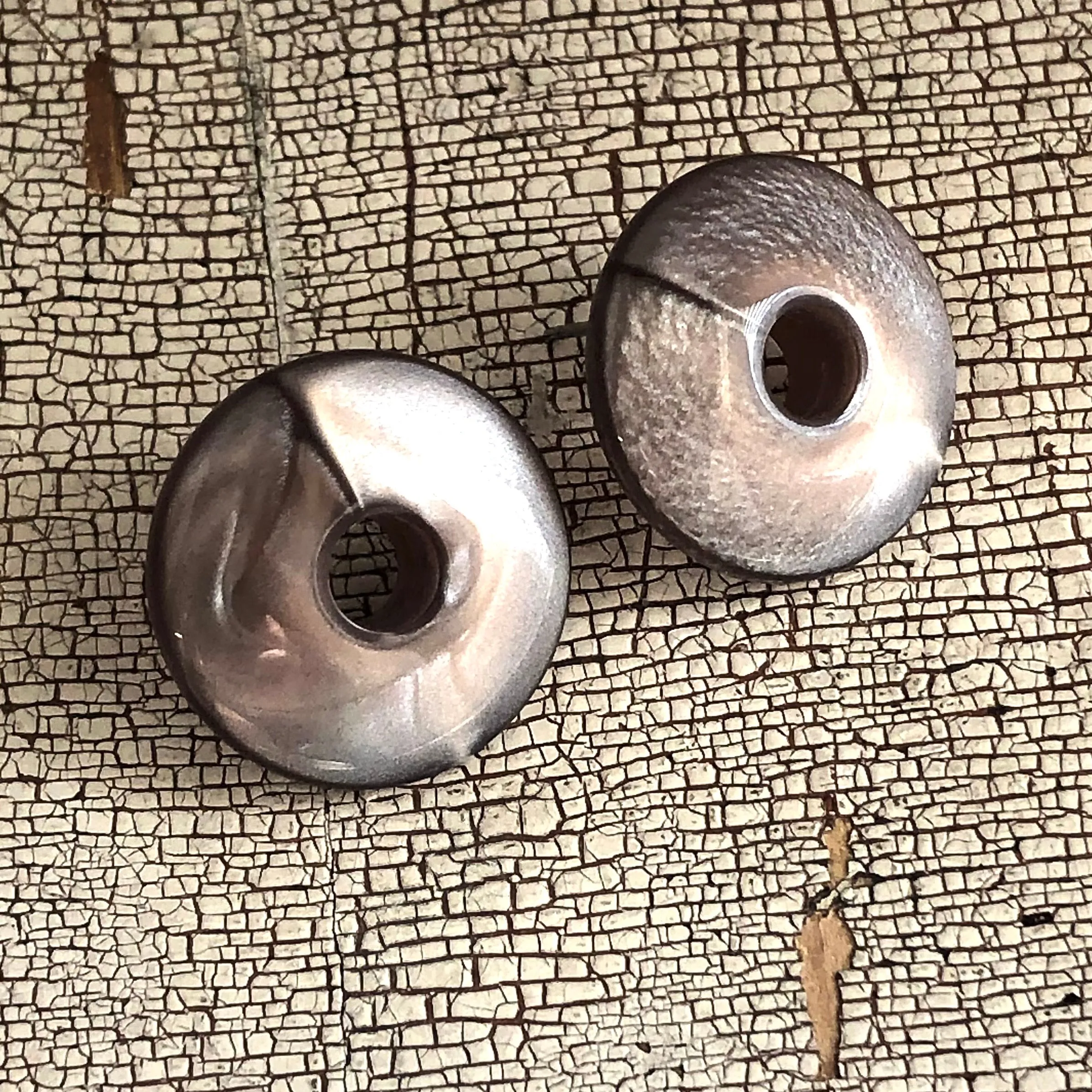 Taupe Aura Glow Beveled Donut Stud Earrings