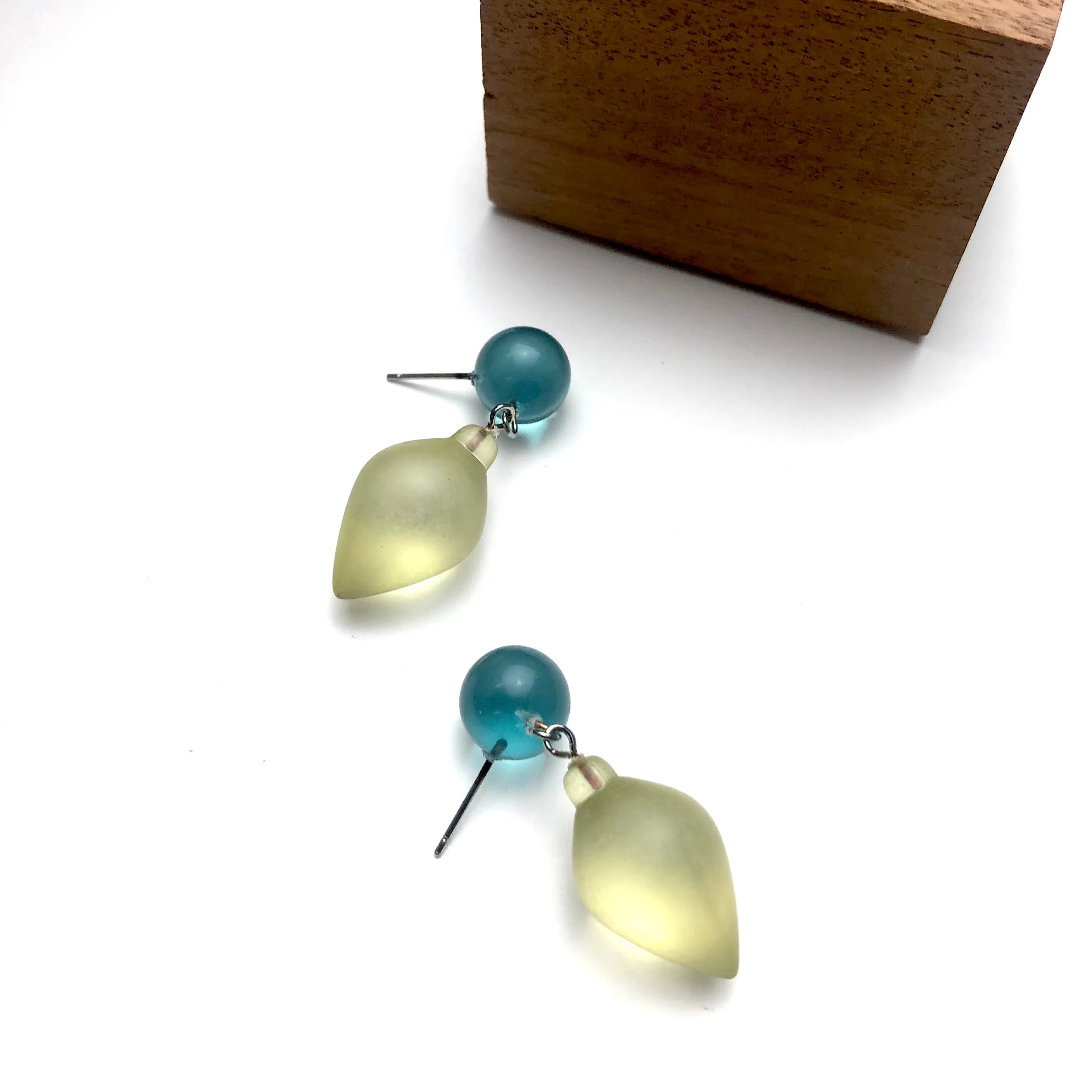 Teal and Mint Plum Bob Drop Earrings