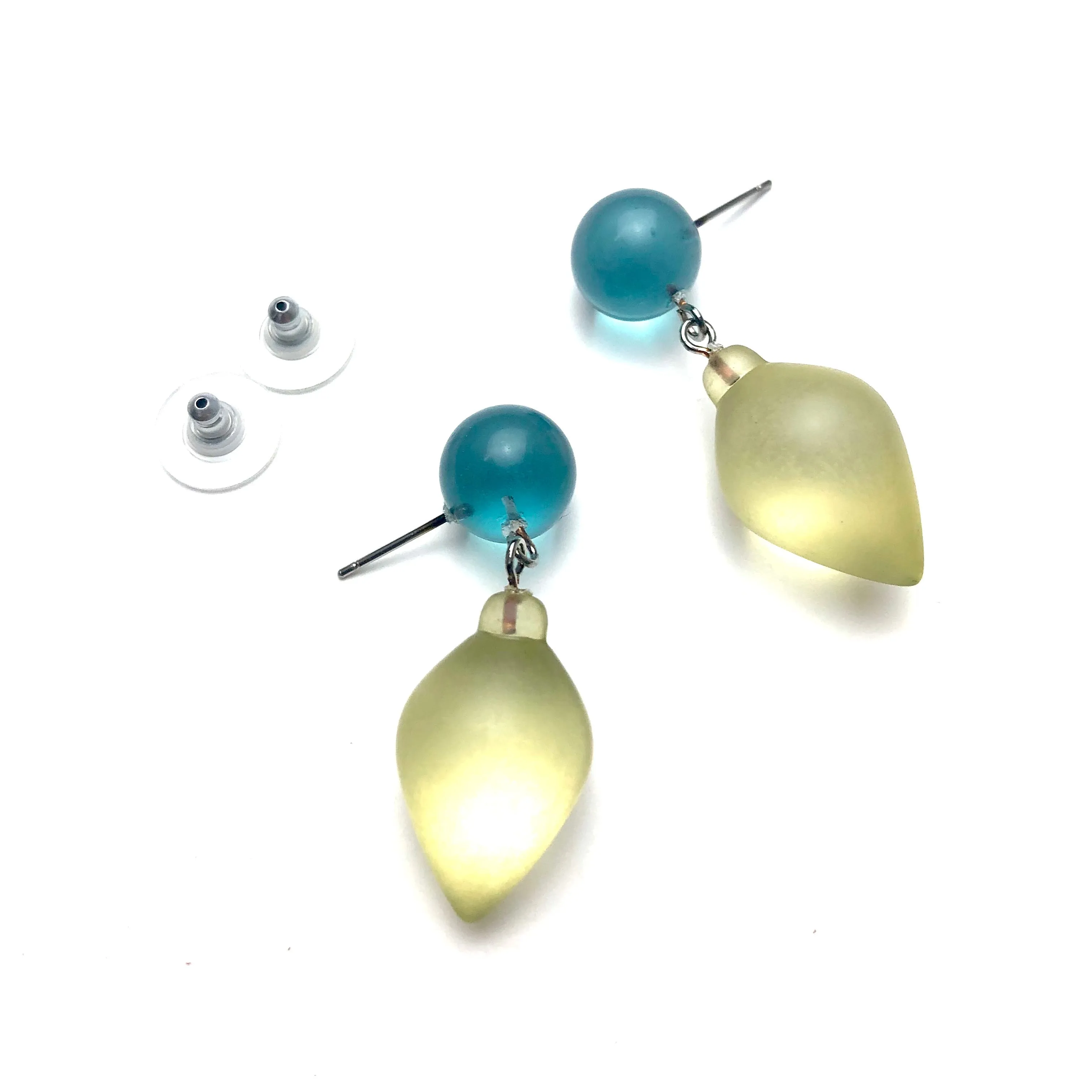 Teal and Mint Plum Bob Drop Earrings