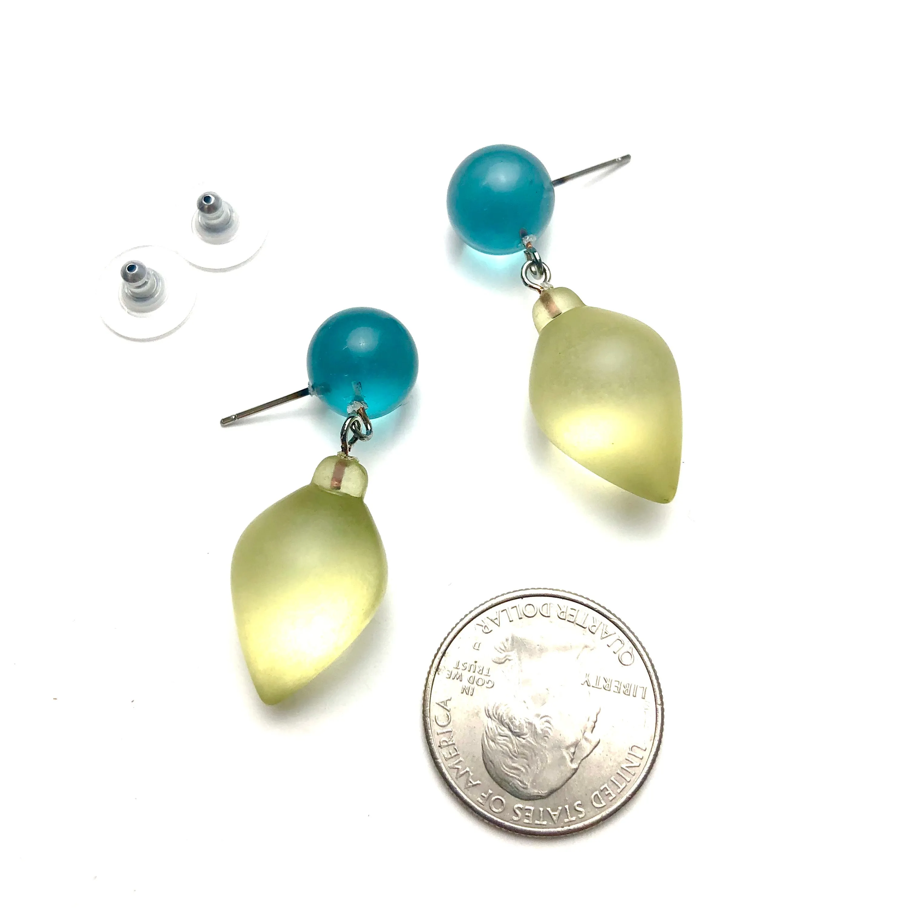 Teal and Mint Plum Bob Drop Earrings