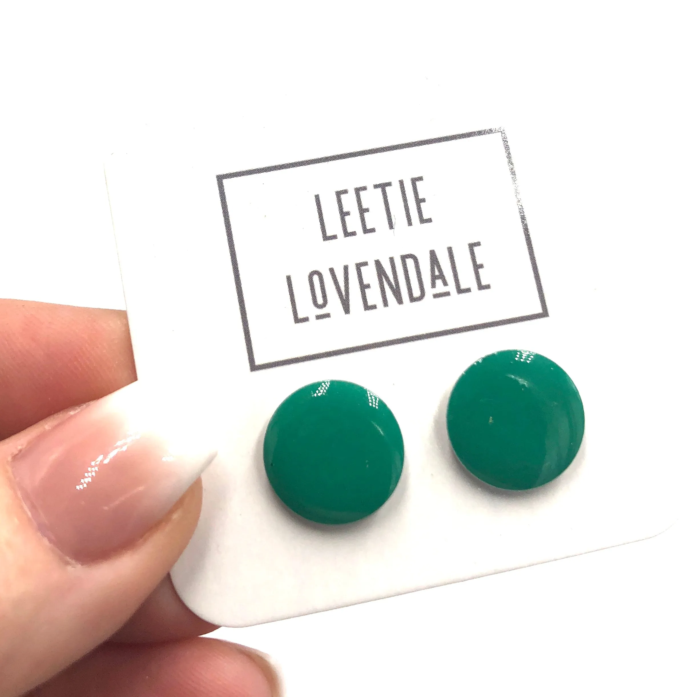 Teal Vintage Enamel Disc Stud Earrings