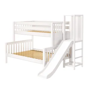 Twin over Full Low Bunk Bed with Slide Platform