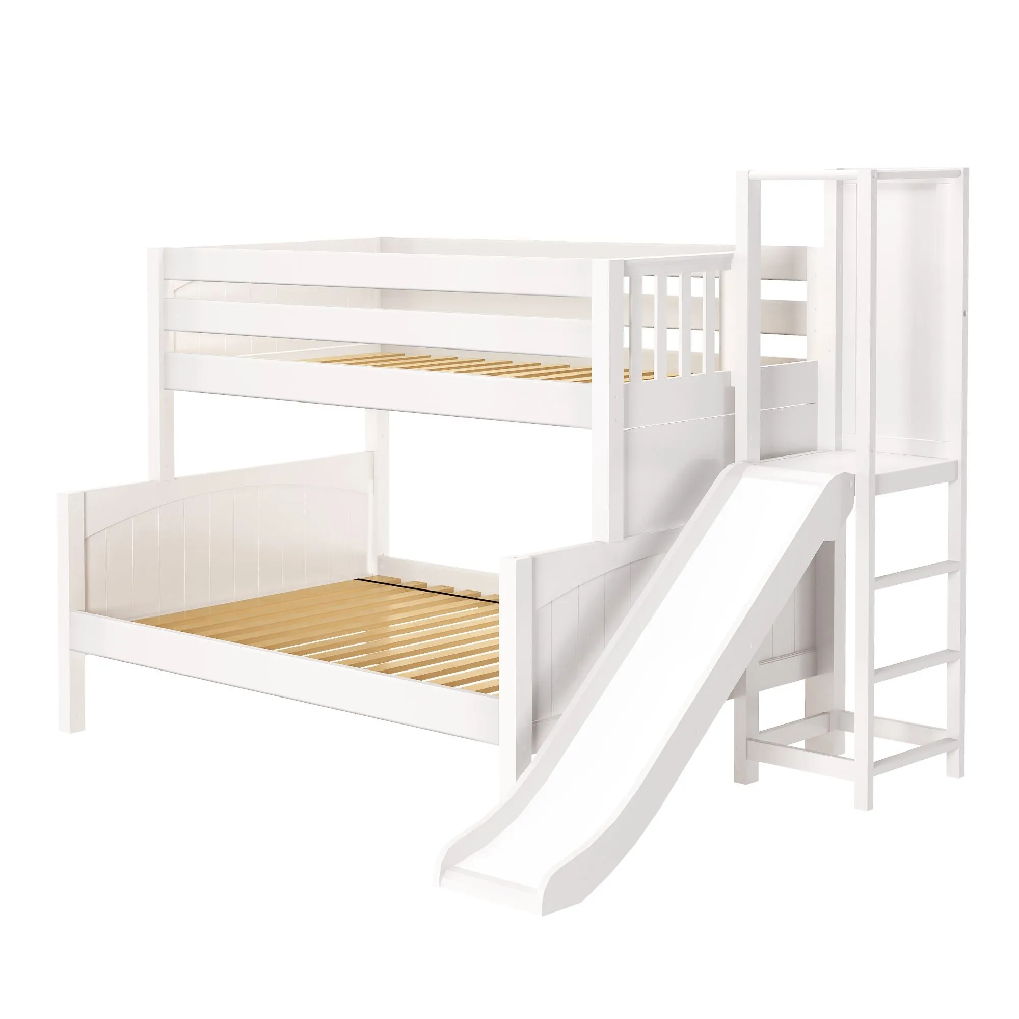 Twin over Full Low Bunk Bed with Slide Platform