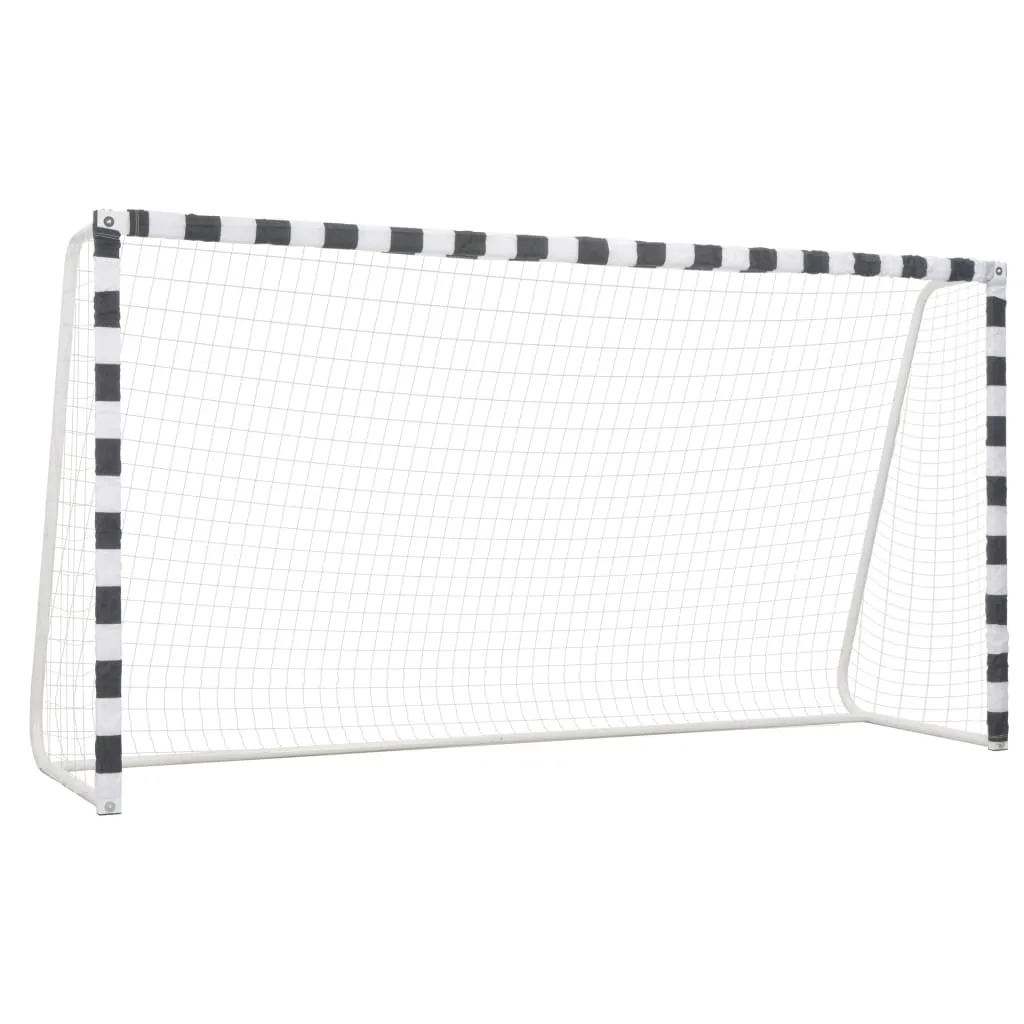 vidaXL Soccer Goal Training Soccer Net Practice Net Metal Black and White