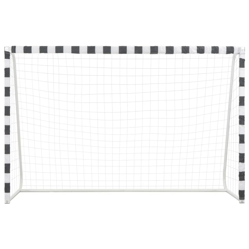 vidaXL Soccer Goal Training Soccer Net Practice Net Metal Black and White