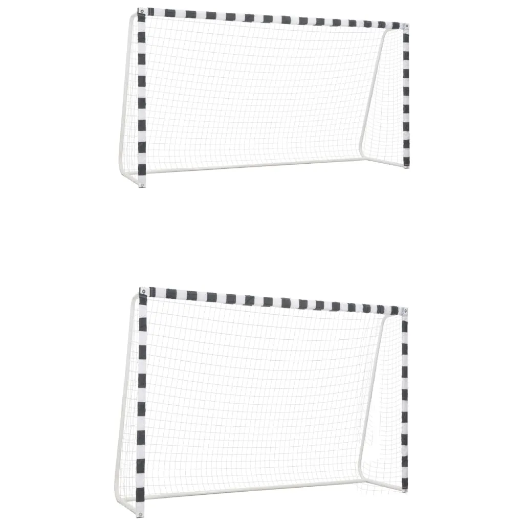 vidaXL Soccer Goal Training Soccer Net Practice Net Metal Black and White