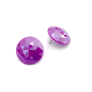 Violet Faceted Retro Button Stud Earrings