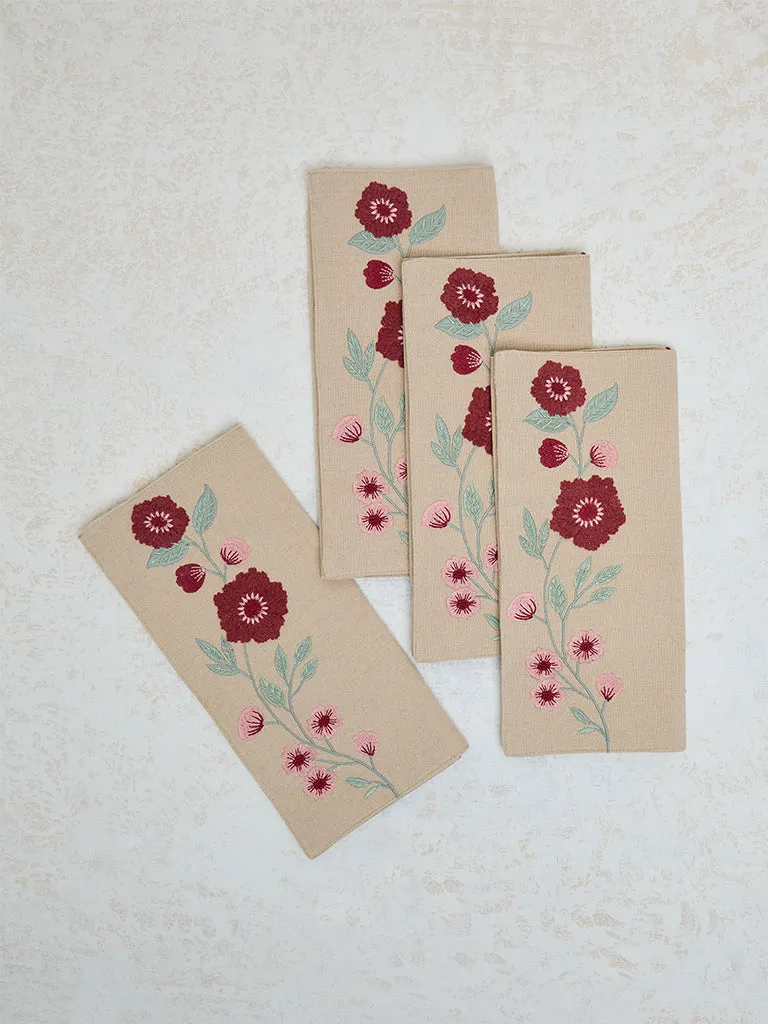 Westside Home Pink Floral Printed Placemats (Set of 4)