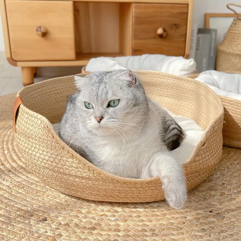 Woven Bamboo Cat Bed