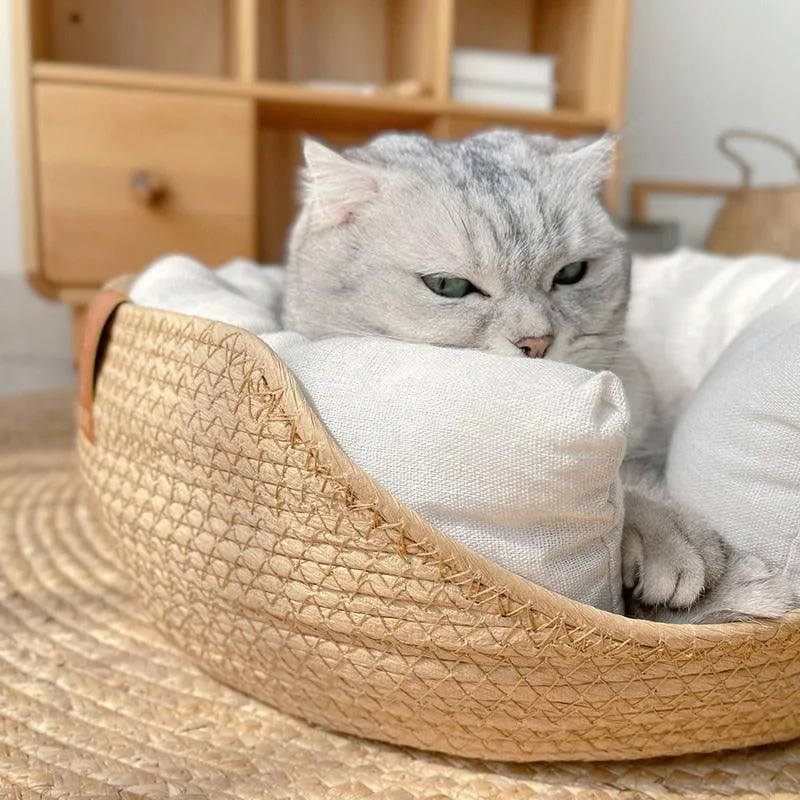 Woven Bamboo Cat Bed